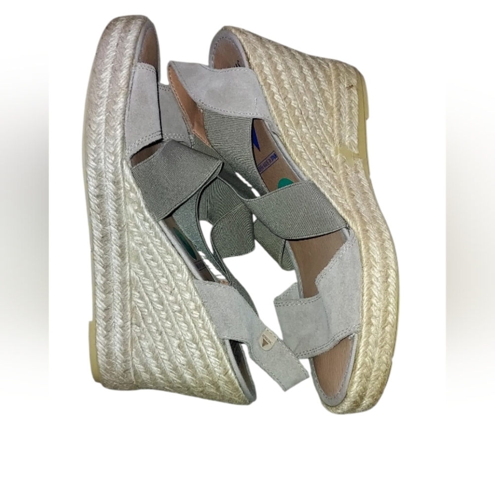 Verbenas Beige Cross Strap Espadrille Wedge Sandals
